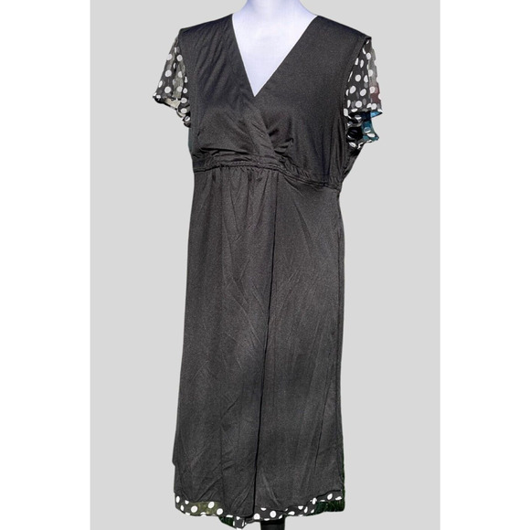 Motherhood Maternity Dress Black and White Polka Dot Pregnancy Baby Shower - Picture 5 of 16